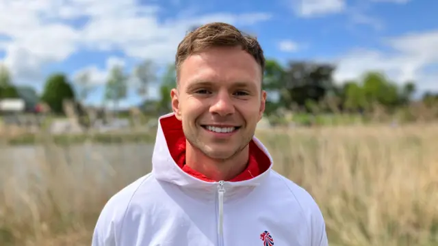 Olympic bronze medalist Lewis Richardson pictured smiling ahead of the race.