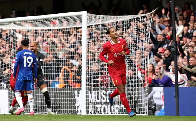 Virgil van Dijk of Liverpool celebrates