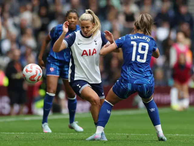 Tottenham Hotspur's Olivia Holdt in action with Chelsea's Johanna Rytting Kaneryd