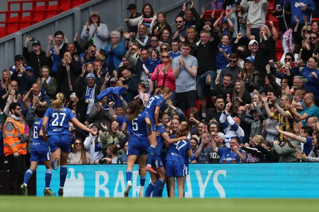 Everton celebrate their second goal