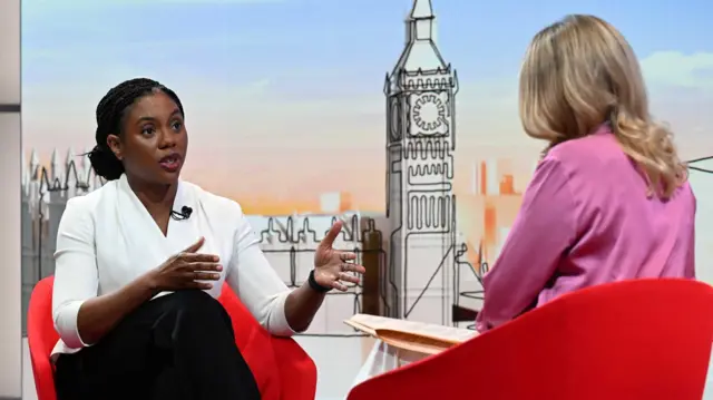 Kemi Badenoch speaking to Laura Kuenssberg