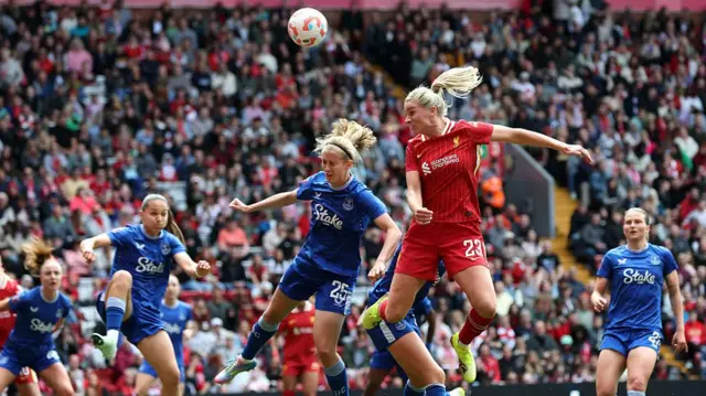 Gemma Bonner heads the ball