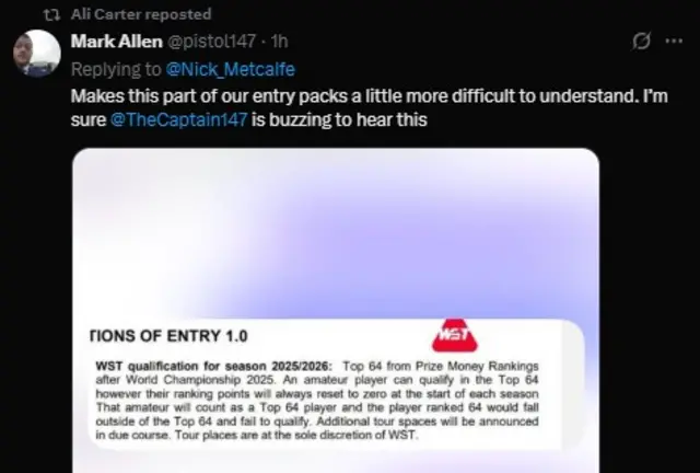Mark Allen tweet