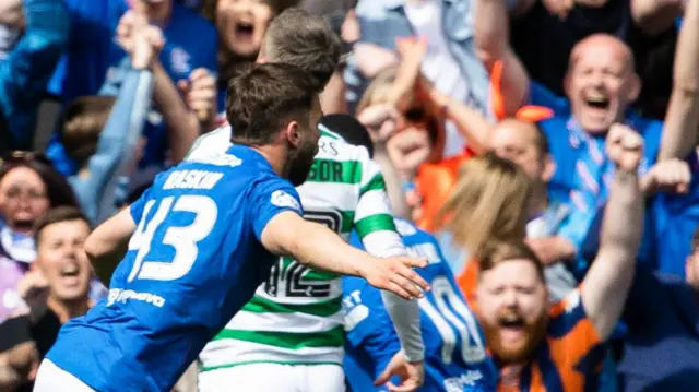 Rangers' Nico Raskin celebrates but his goal is disallowed