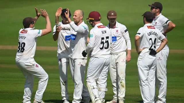 Somerset spinner Jack Leach took the one second innings wicket