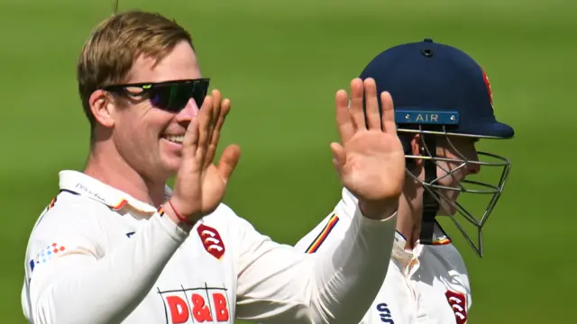 Simon Harmer celebrates