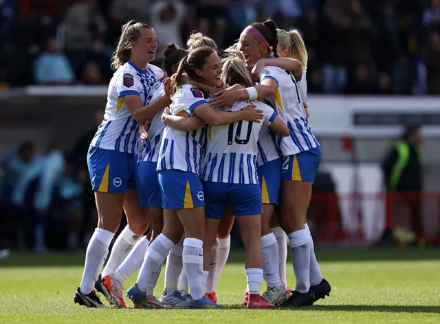 Jelena Cankovic of Brighton & Hove Albion celebrates scoring her team's third goal