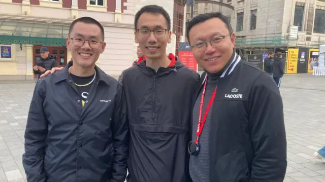 Lei Yang (right) and friends