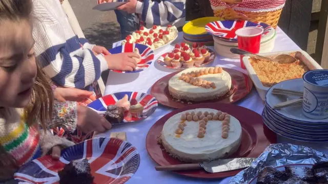 Food on a street party table