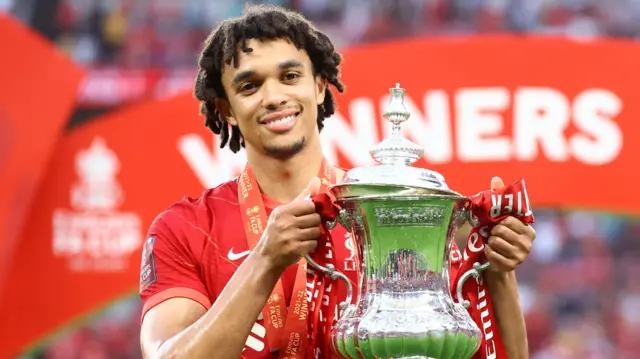 Trent Alexander-Arnold with the FA Cup in 2022