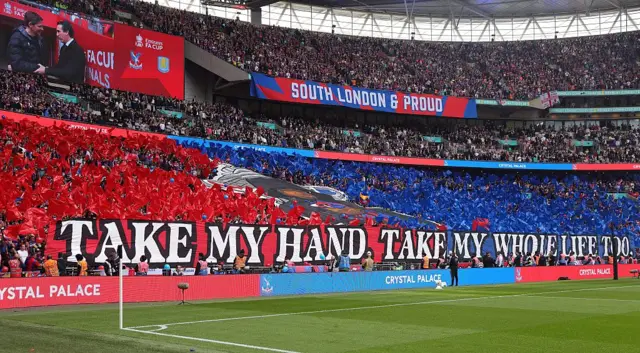 Crystal Palace fans "take my hand, take my whole life too" at Wembley Stadium