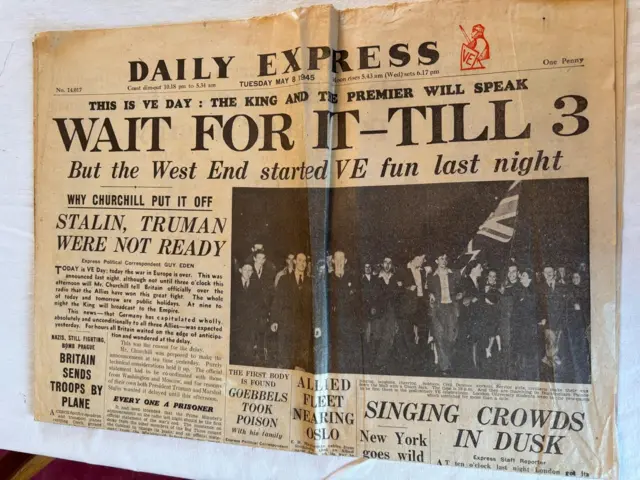 Old Daily Express newspaper on a table