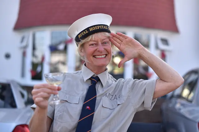 Gillie Tomkys enjoys a social distancing VE day street party on Leigh-upon-Sea