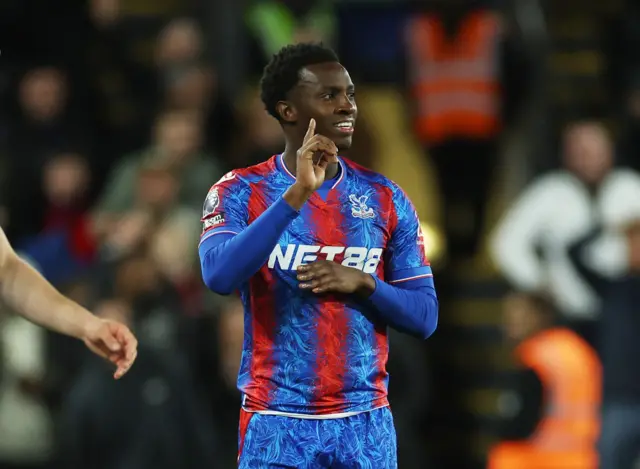 Crystal Palace's Eddie Nketiah reacts
