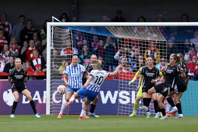 Jelena Cankovic of Brighton & Hove Albion scores her team's second goal