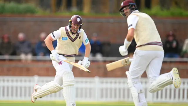 James Rew and Craig Overton batting