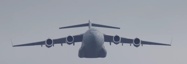 From RAF Brize Norton the huge C-17 Globemaster III towered over the crowds which had gathered below