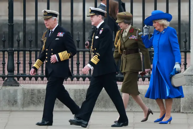 The King and Queen exit Buckingham Palace