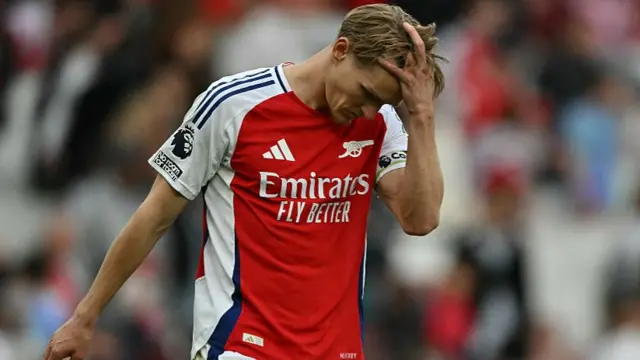 Martin Odegaard leaves after the Premier League match between Arsenal and Bournemouth