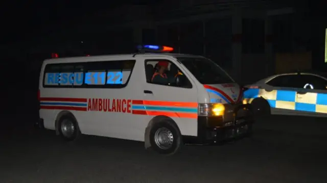Ambulance seen in Bahawalpur in Pakistan's Punjab province after a reported air strike there