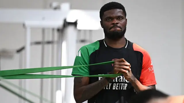 Thomas Partey of Arsenal during a training session
