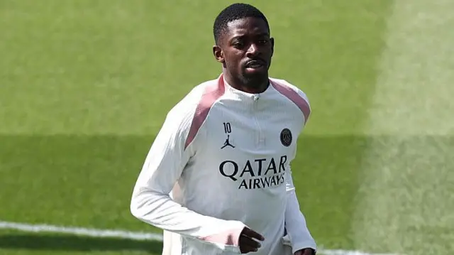 Ousmane Dembele takes part in a training session