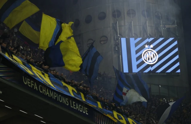 Inter Milan fans with flags