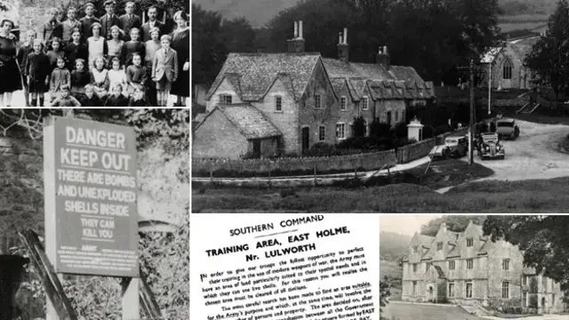 Composite black and white images of Tyneham