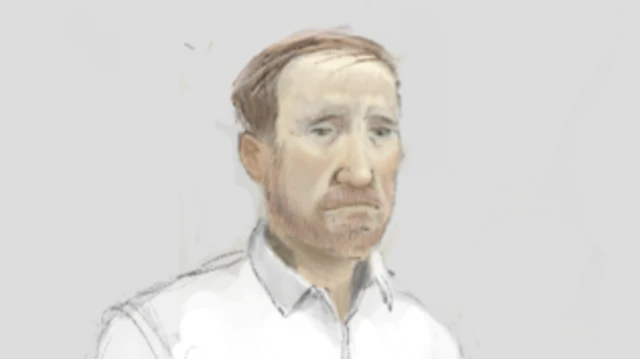 Sketch of Daniel Graham with short ginger hair and beard in a white shirt