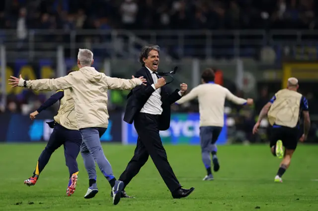 Simone Inzaghi, Head Coach of FC Internazionale, celebrates