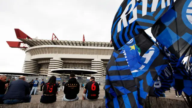 General view outside the stadium before the match