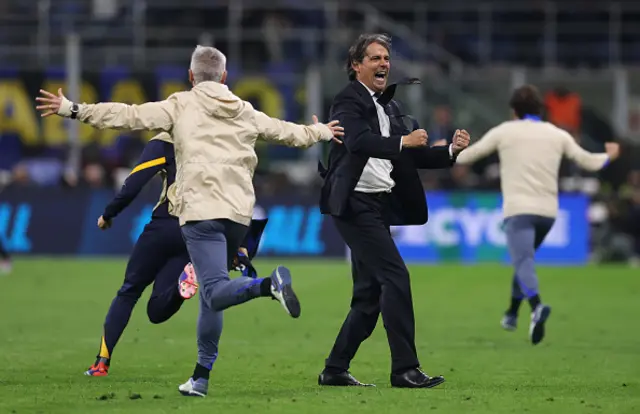 Simone Inzaghi, Head Coach of FC Internazionale, celebrates