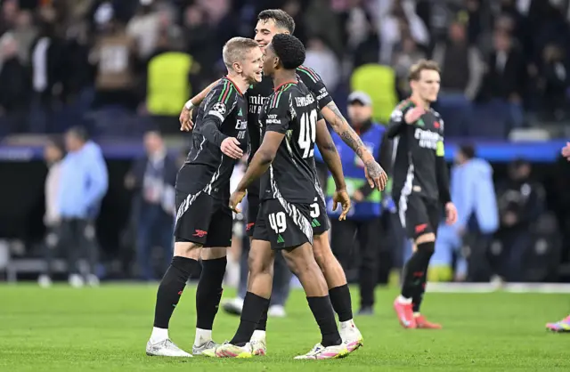 Arsenal celebrate against Real Madrid