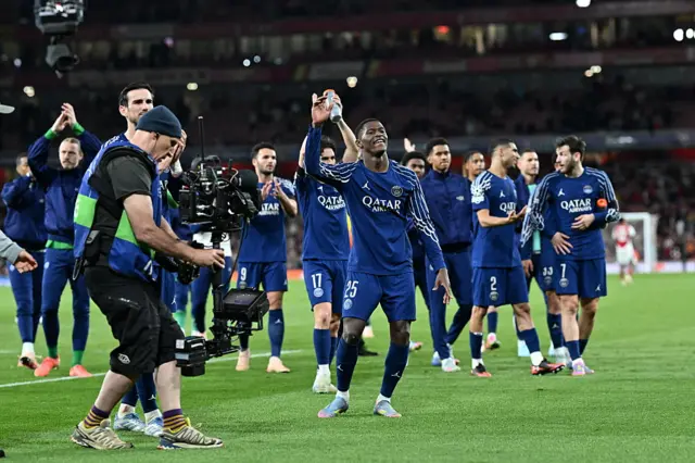 Players of Paris Saint Germain (PSG) celebrate