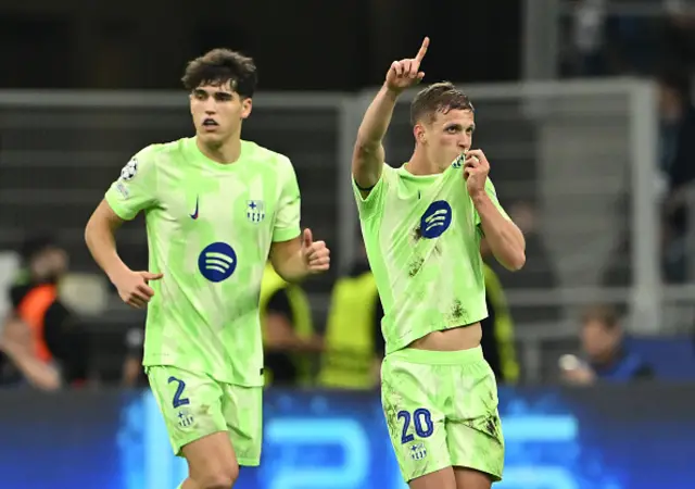 Dani Olmo of FC Barcelona celebrates