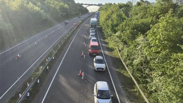 Traffic queueing on the A27 in Sussex