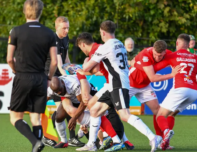 Glentoran v Larne brawl