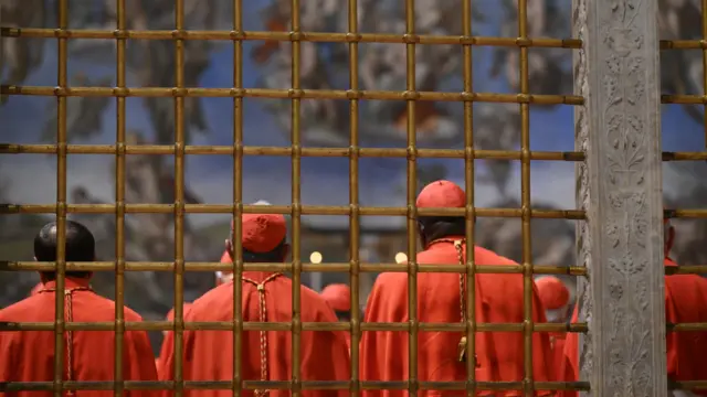 Cardinals in the Sistine Chapel before the start of the Conclave on 7 May