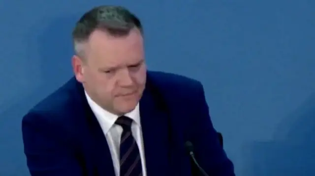 Nick Thomas-Symonds, paymaster general gives evidence in a blue blazer