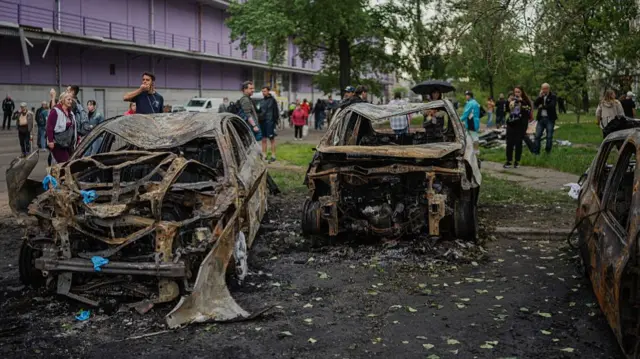 Burnt out cars