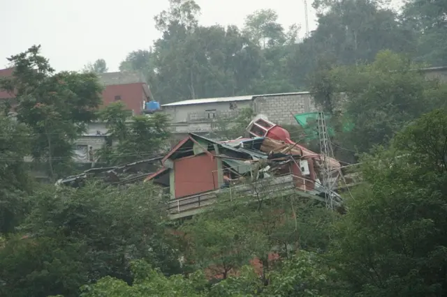 A view of the destruction at Bilal Mosque in Pakistan-administrated Kashmir after India's strikes