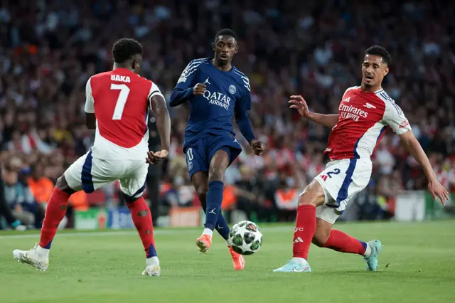 Ousmane Dembele of PSG, William Saliba of Arsenal