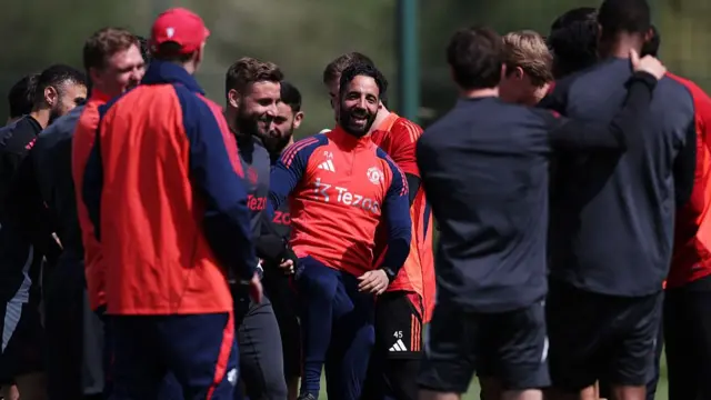 Ruben Amorim in Manchester United training