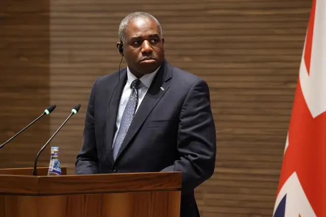 British Foreign Secretary David Lammy during a press conference in Doha on April 27, 2025