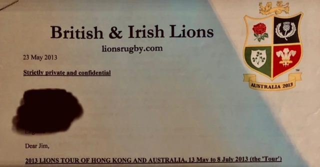 Jim Hamilton Lions letter
