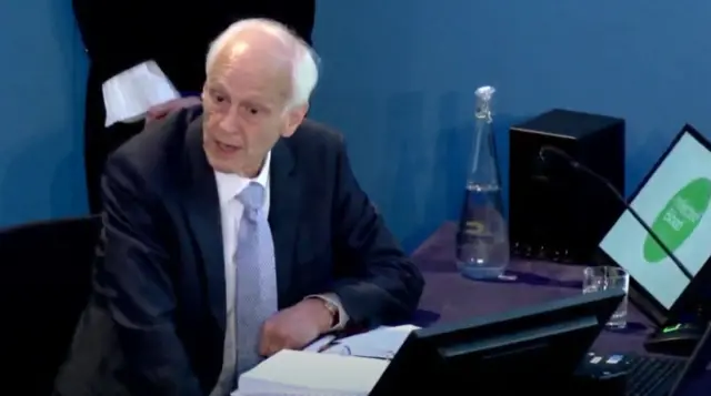 Sir Brian Langstaff, chair of the Infected Blood Scandal addresses the panel