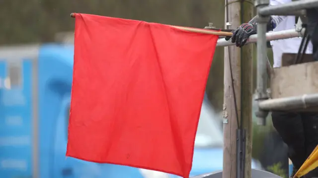 Red flags were displayed after the incident at Mill Road roundabout