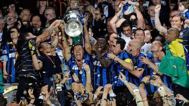 Inter Milan celebrate Champions League victory in 2010