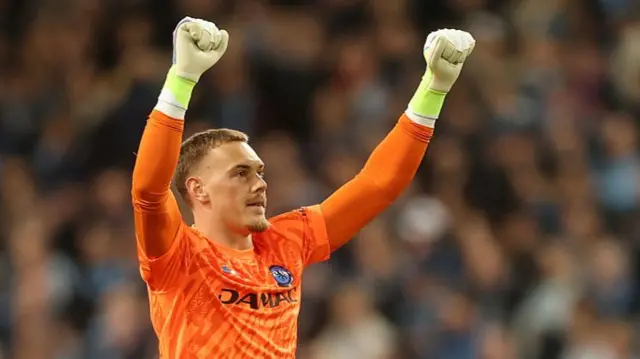 Filip Jorgensen of Chelsea celebrates