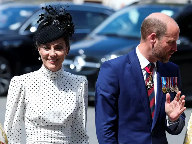 Prince of Wales, and Catherine, Princess of Wales arrive at Westminster Abbey